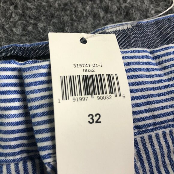 Banana Republic Aiden Club Chino Shorts Mens 32 Blue Seersucker Striped Nautical - Picture 2 of 10